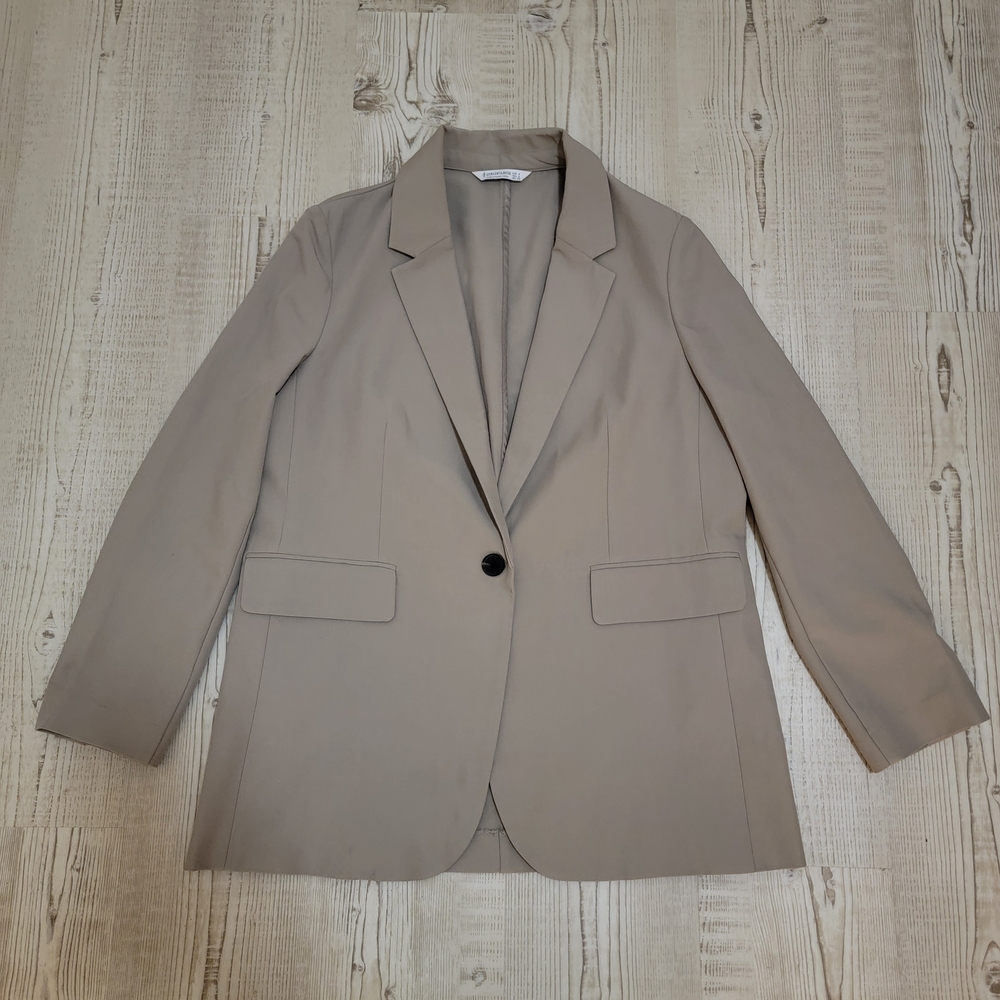 Stradivarius Single-Button Beige Blazer Medium Business Casual Versatile
